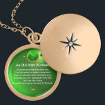 An Old Irish Blessing Gold Plated Necklace<br><div class="desc">Elegant , unique gold celtic jewel with an emerald gem stone and shamrock inset with an ancient irish prayer inside for Saint Paddy's Day (, St. Patty ). Vibrant 3D gemstones and very accurated design, 3D modelling and rendering by Bulgan Lumini (c).Part from series Hyper Talismans. .An elegant and classic...</div>
