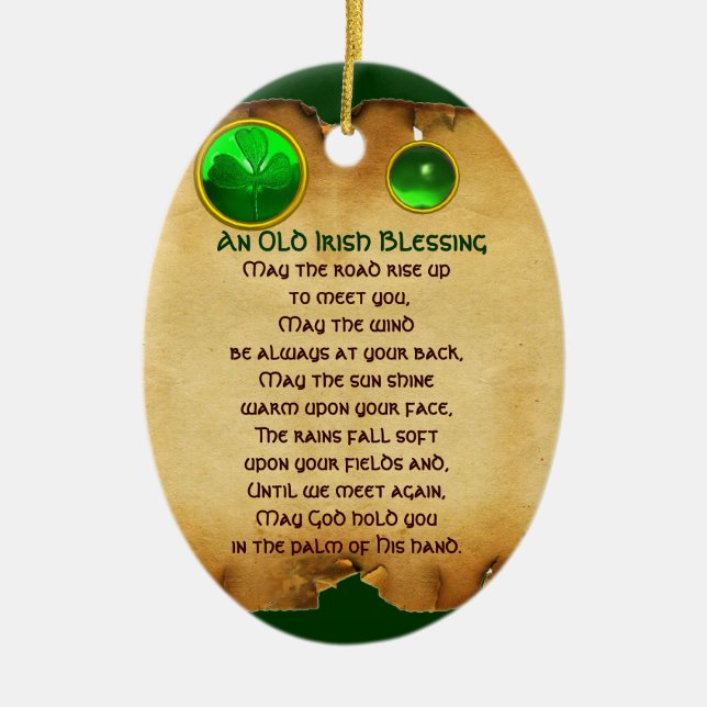 An Old Irish Blessing Parchment Ceramic Tree Decoration (Front)