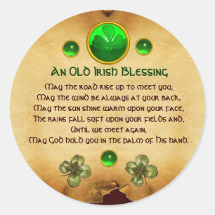 An Old Irish Blessing Parchment Classic Round Sticker