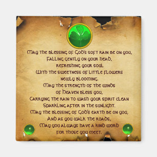 An Old Irish Blessing Parchment for Luck Magnet