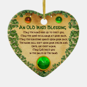 An Old Irish Blessing Parchment,Heart Ceramic Tree Decoration
