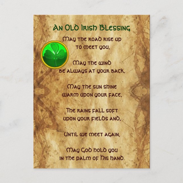 An Old Irish Blessing Parchment Postcard (Front)