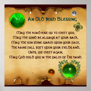 An Old Irish Blessing Parchment, Square Poster