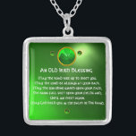 An Old Irish Blessing Silver Plated Necklace<br><div class="desc">Elegant , unique gold celtic jewel with an emerald gem stone and shamrock inset with an ancient irish prayer inside for Saint Paddy's Day (, St. Patty ). Vibrant 3D gemstones and very accurated design, 3D modelling and rendering by Bulgan Lumini (c).Part from series Hyper Talismans. .An elegant and classic...</div>
