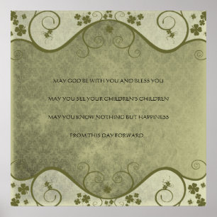 AN OLD IRISH WEDDING Blessing Distressed Damask Poster