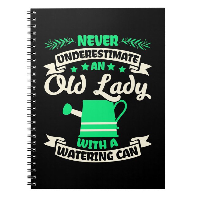 An Old Lady Garden With Watering Can Notebook (Front)