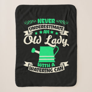 An Old Lady Garden With Watering Can Sherpa Blanket
