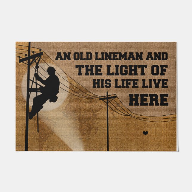 An Old Lineman And The Light Of His Life Doormat (Front)