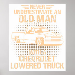 An Old Man Chevrolet Lowered Truck Vector Poster