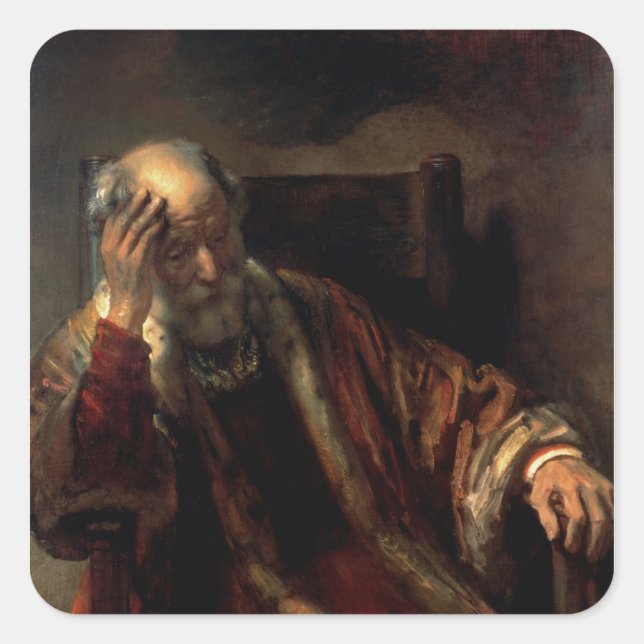 An Old Man in an Armchair Square Sticker (Front)