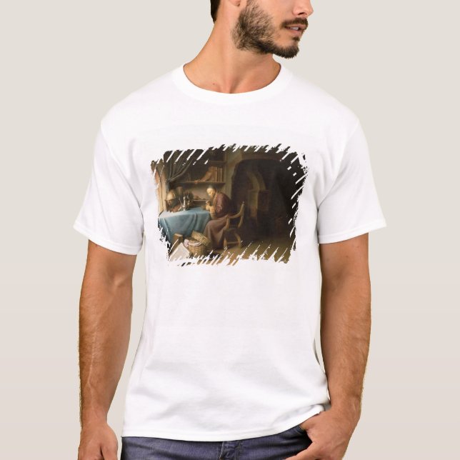 An Old Man Lighting his Pipe in a Study T-Shirt (Front)