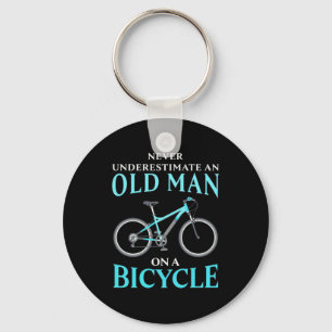 An Old Man On A Bicycle Key Ring