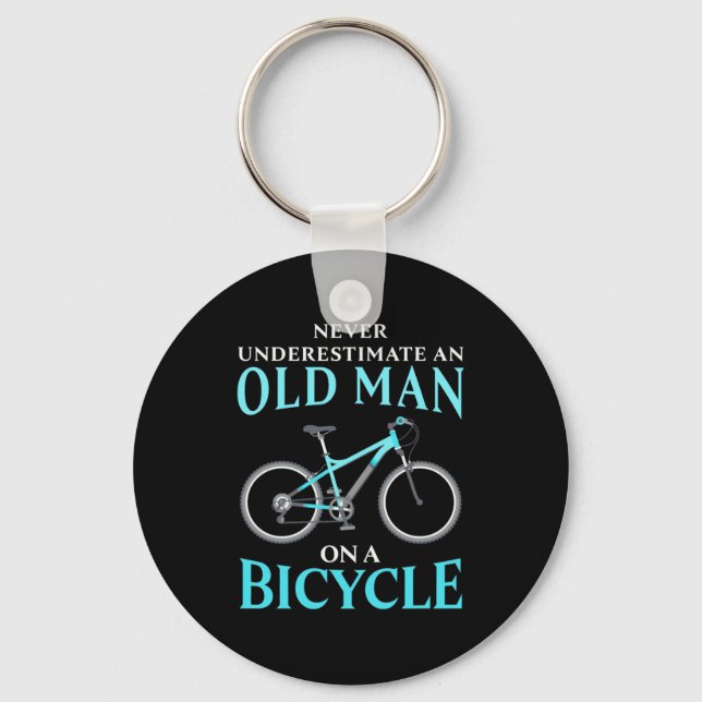 An Old Man On A Bicycle Key Ring (Front)