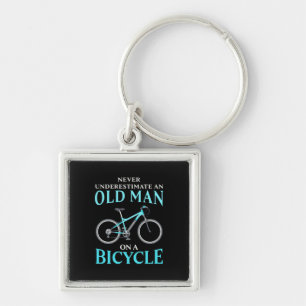 An Old Man On A Bicycle Key Ring