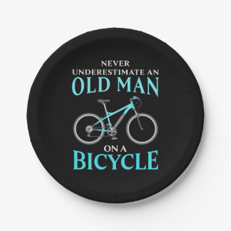 An Old Man On A Bicycle Paper Plate