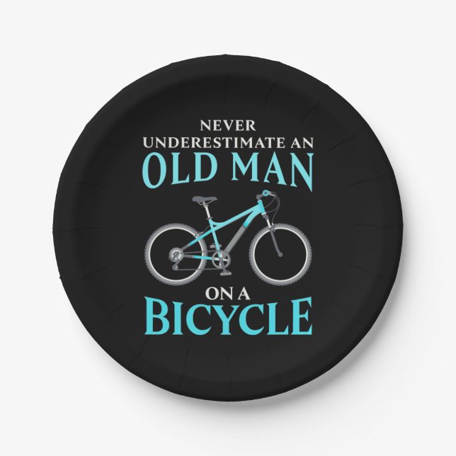An Old Man On A Bicycle Paper Plate (Front)