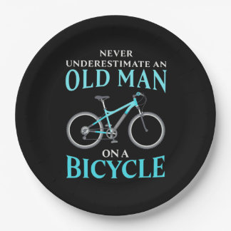 An Old Man On A Bicycle Paper Plate
