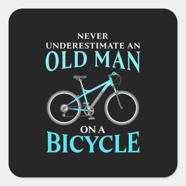 An Old Man On A Bicycle Square Sticker (Front)