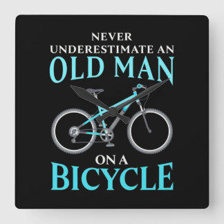 An Old Man On A Bicycle Square Wall Clock