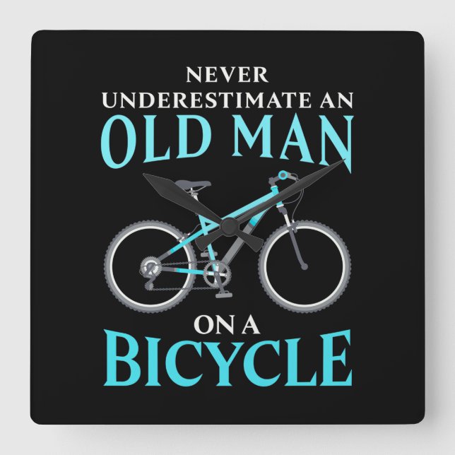 An Old Man On A Bicycle Square Wall Clock (Front)