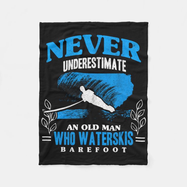 An Old Man Waterskis Refoot Water Skiing Beach Wav Fleece Blanket (Front)