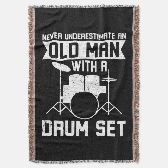 An Old Man With A Drum Set Throw Blanket (Front Vertical)