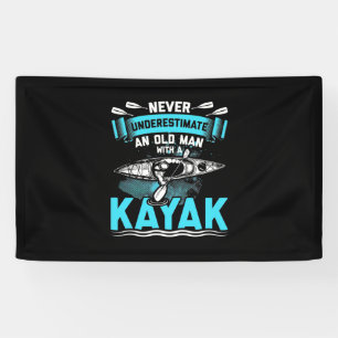 An Old Man With A Kayak Banner