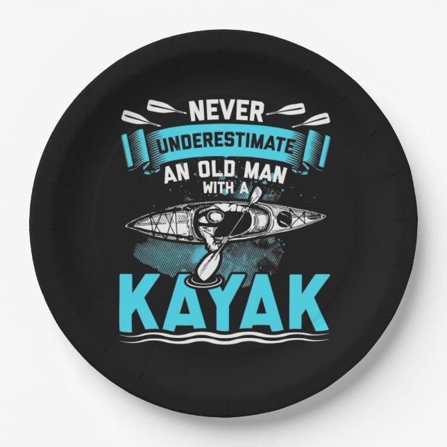 An Old Man With A Kayak Paper Plate (Front)