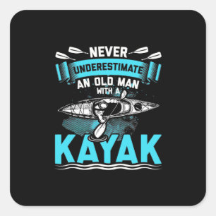 An Old Man With A Kayak Square Sticker