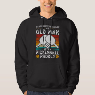 An Old Man With A Pickleball Paddle Backprint Pick Hoodie