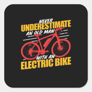 An Old Man With An Electrec Bike Square Sticker