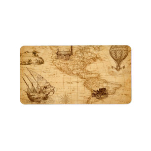 An old map of America Label