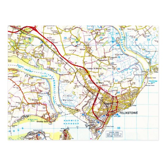 An Old Map Of Felixstowe Postcard | Zazzle.co.uk