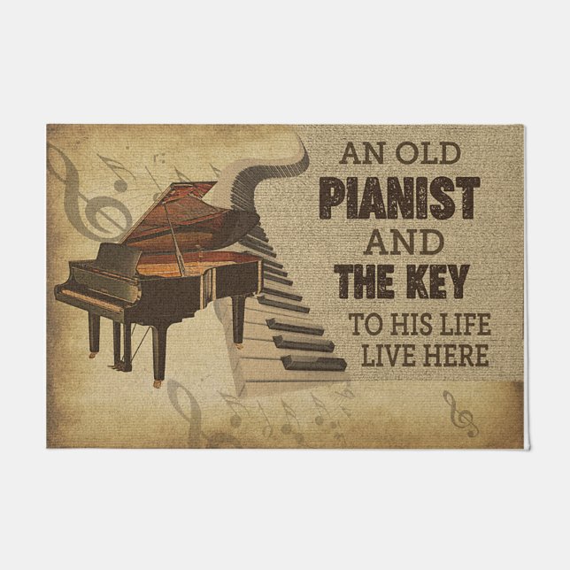 An Old Pianist And The Key To His Life Live Here Doormat (Front)