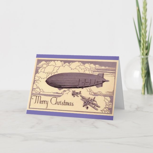 An Old School Christmas Dirigible Card (Front)