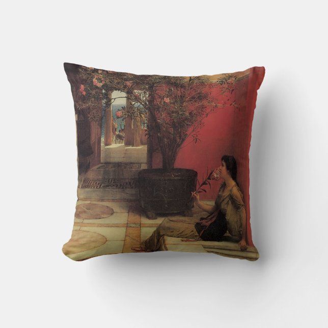 An Oleander by Alma Tadema, Vintage Flowers Cushion (Front)