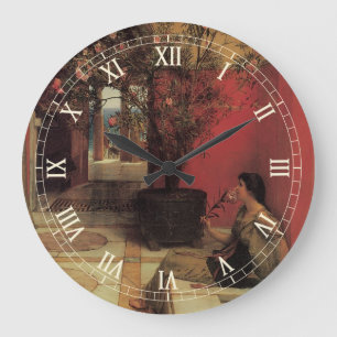 An Oleander by Alma Tadema, Vintage Flowers Large Clock
