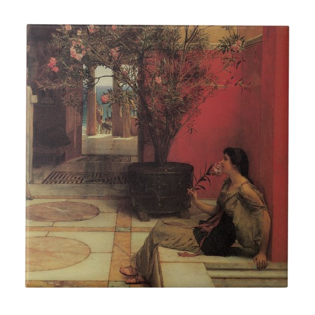 An Oleander by Alma Tadema, Vintage Flowers Tile (Front)