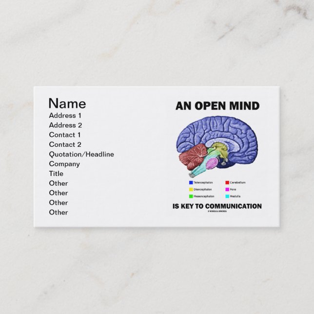 An Open Mind Is Key To Communication (Brain) Business Card (Front)