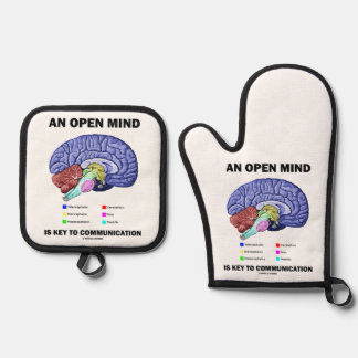 An Open Mind Is Key To Communication Brain Psyche Oven Mitt & Pot Holder Set