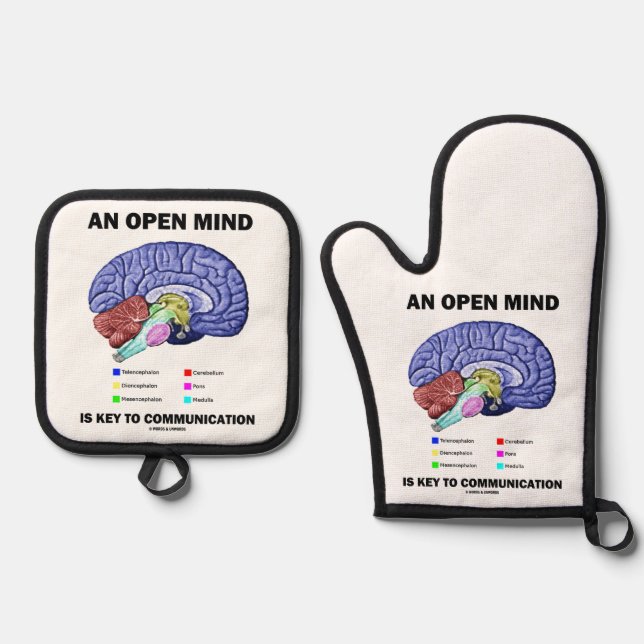 An Open Mind Is Key To Communication Brain Psyche Oven Mitt & Pot Holder Set (Front)