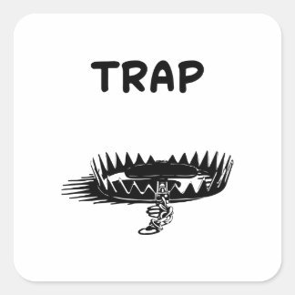 An open trap square sticker