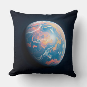 An Orange and Blue Planet Cushion