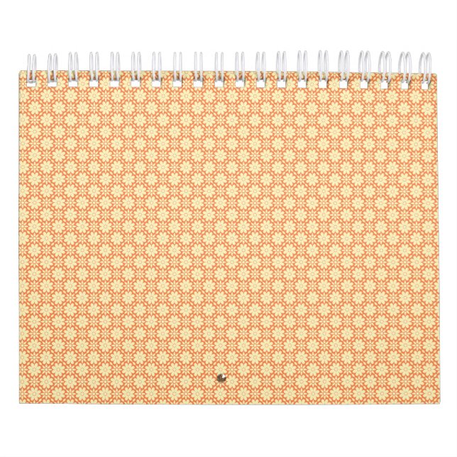 an orange and white background with a pattern calendar (Cover)