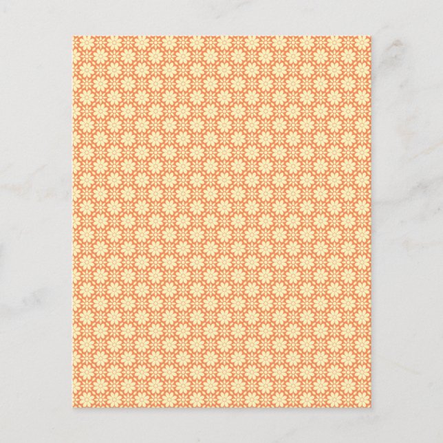 an orange and white background with a pattern flyer (Front)