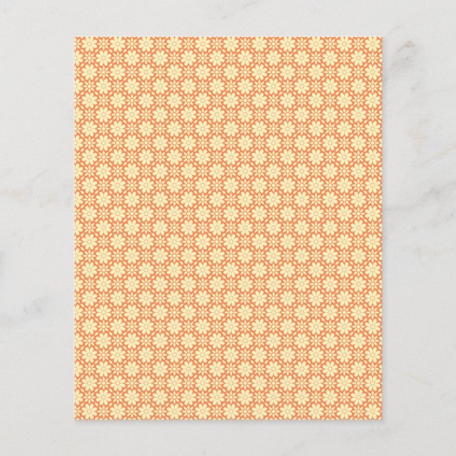 an orange and white background with small squares flyer (Back)