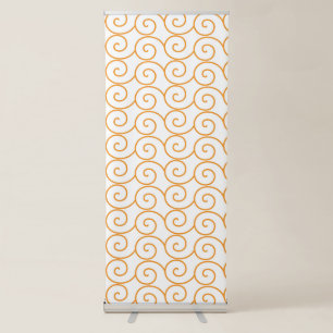 an orange and white background with swirls retractable banner