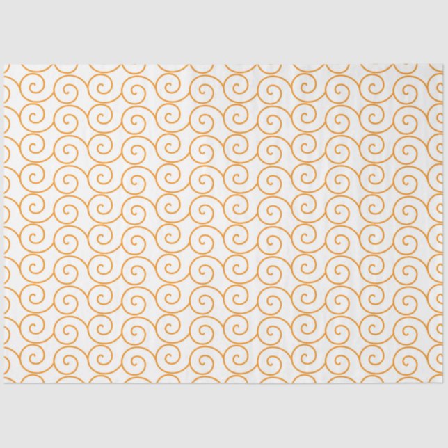 an orange and white background with swirls tissue paper (Front)