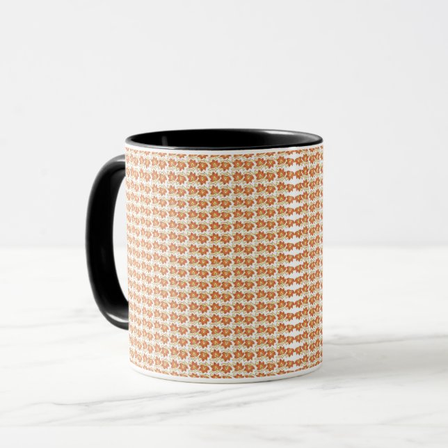 an orange and white pattern on a white background mug (Front Left)