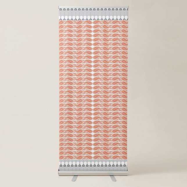 an orange and white pattern on a white background retractable banner (Front)